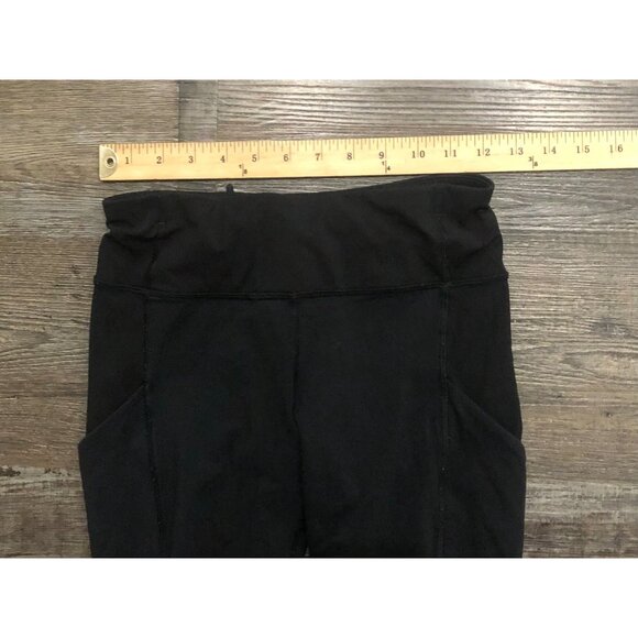 Lululemon Crop Leggings Size 4 Black Athletic Work Out Running Yoga - Picture 5 of 6